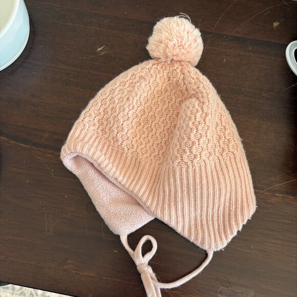 H&M Knit Pom Pom Hat Light Pink 2T Girls Outdoor Winter Snow Warm - Picture 3 of 6